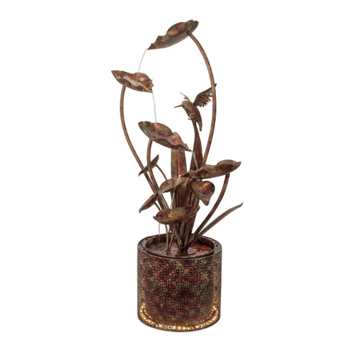 42" Brown Metal LED lights Birds Garden Art