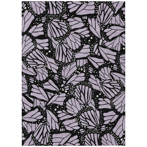 9' X 12' Lavender And Purple Animal Print Washable Indoor Outdoor Area Rug