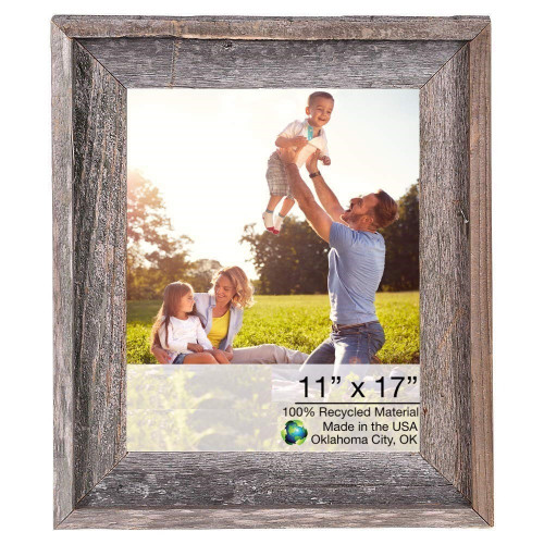 11" x 17" Gray Solid Wood Hanging Picture Frame