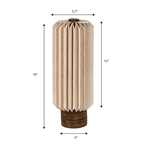 16" Natural Geometric Bedside Lamp With Cylinder Shade