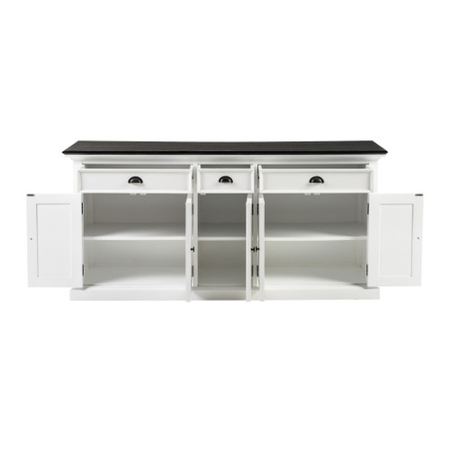 74" Black And White Solid Wood Buffet Table