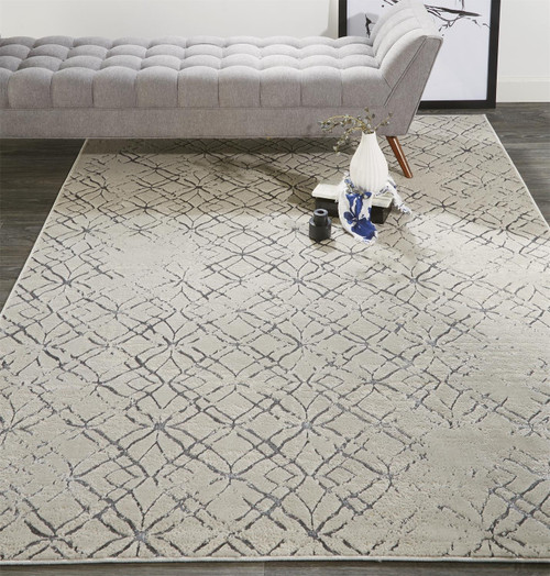 13' X 20' Silver and Gray Abstract Area Rug