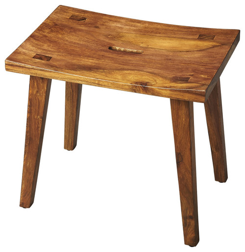 20" Brown Solid Wood Footstool