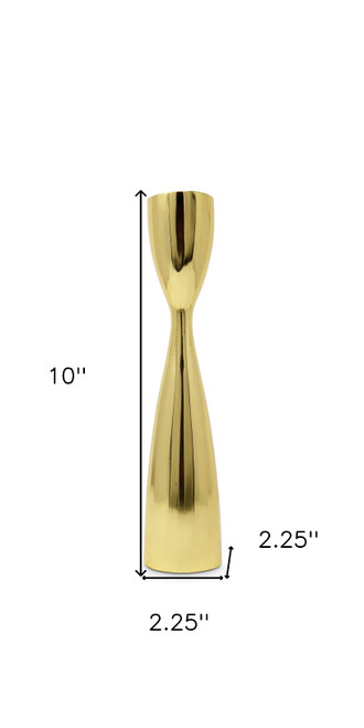 10" Gold Stainless Steel Tabletop Taper Candlestick