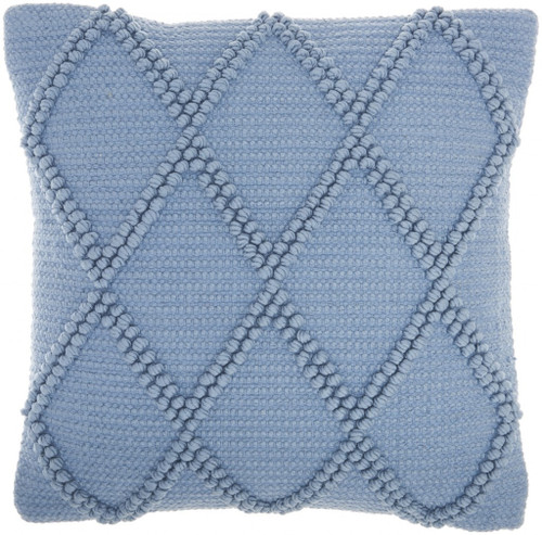18" Blue Diamond Cotton Blend Throw Pillow with Texture