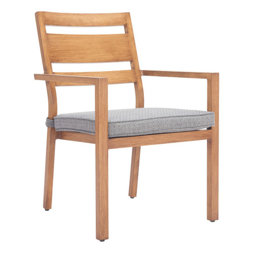 Set of Two Natural Slipcovered Slat Back Dining Arm Chairs