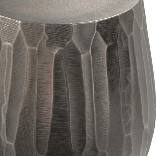20" Matte Graphite Aluminum Round Drum End Table