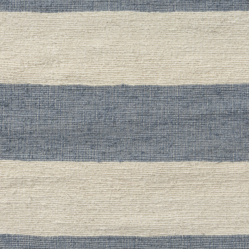 24" Blue And Ivory Striped Linen Blend Throw Pillow Cover