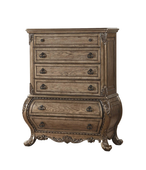21" Brown Solid Wood Six Drawer