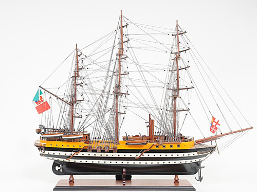 38" Unfinished Wood Hand Painted Boat Model Boat
