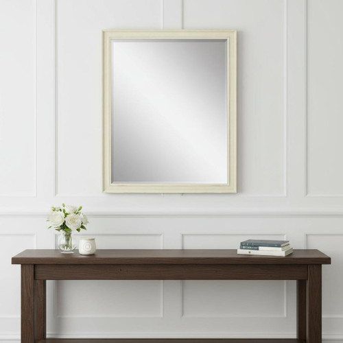 44" White Solid Wood Framed Accent Mirror