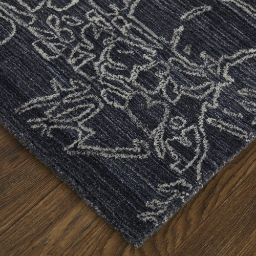 10' X 14' Black Gray and Ivory Abstract Hand Woven Area Rug