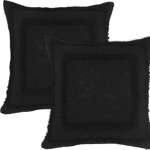 Set of Two 20" Black Geometric Cotton Throw Pillows