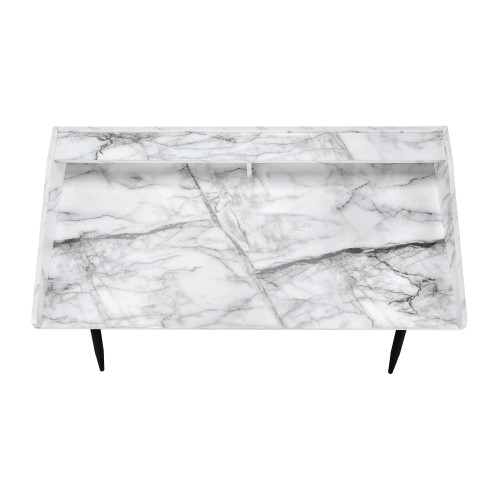 47" White and Black Wood and Metal Parsons Computer Desk
