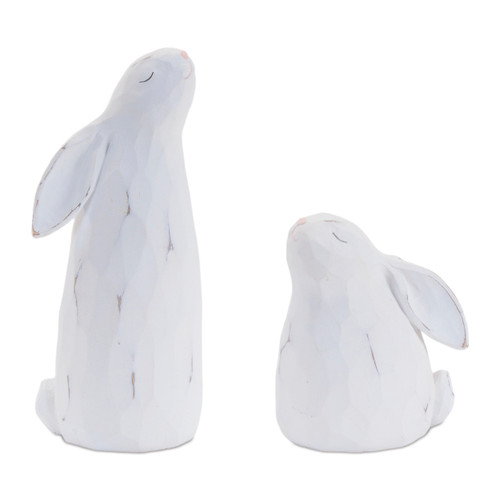 Set of Four White Resin Bunny Rabbit Figurines