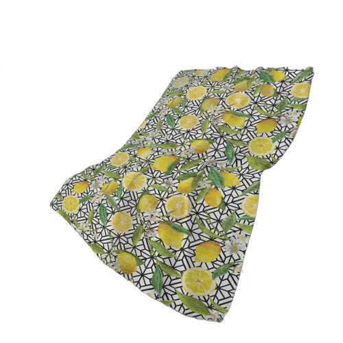 50" X 70" Yellow Ivory And Green Geometric Polyester Woven Plush Throw Blanket