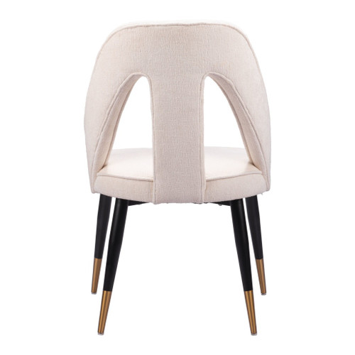 Ivory Black and Gold Faux Fur Open Back Dining Side Chair