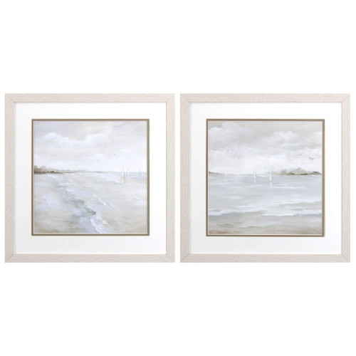 Set Of Two Sail Away White Framed Print Wall Art