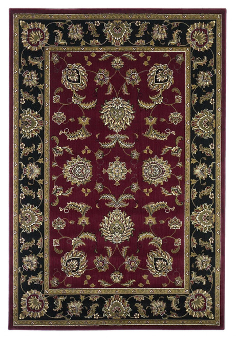 2' X 3' Red Black And Gold Floral Medallion Area Rug