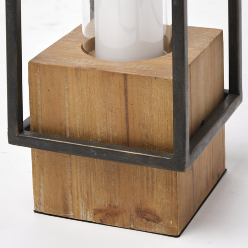 21" Black Metal Tabletop Lantern Candle Holder