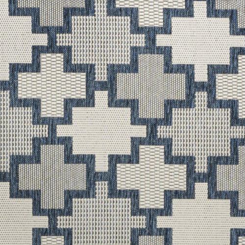 4' X 6' Navy Blue And Cream Trellis Indoor Outdoor Area Rug