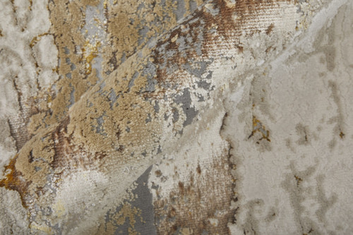 9' X 12' Ivory Gray and Brown Abstract Power Loom Area Rug
