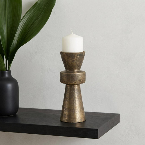 10" Antiqued Gold Metal Tabletop Votive Candle Holder