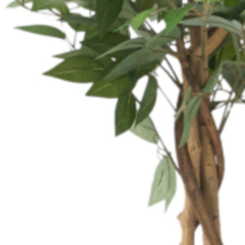 32" Green Artificial Ficus In Cylindrical Black Pot