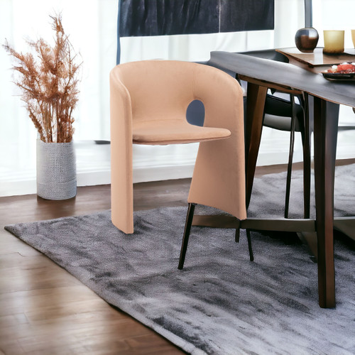 Tan and Beige Upholstery Dining Arm Chair