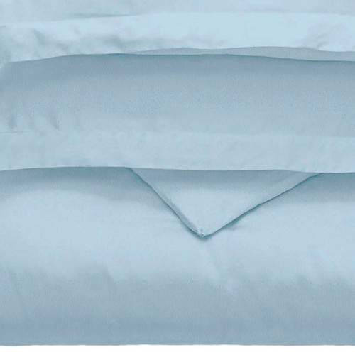 Light Blue King Cotton Blend Washable Duvet Cover Set With Two Shams