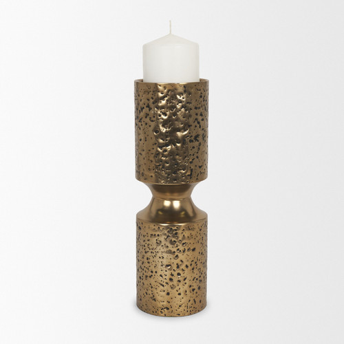 13" Antiqued Gold Metal Tabletop Votive Candle Holder