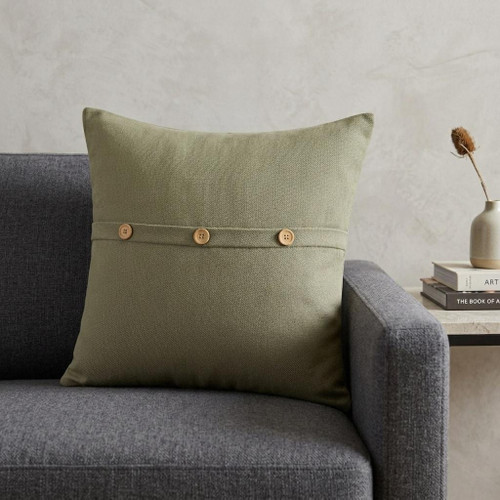 20" Green Cotton Throw Pillow Cover