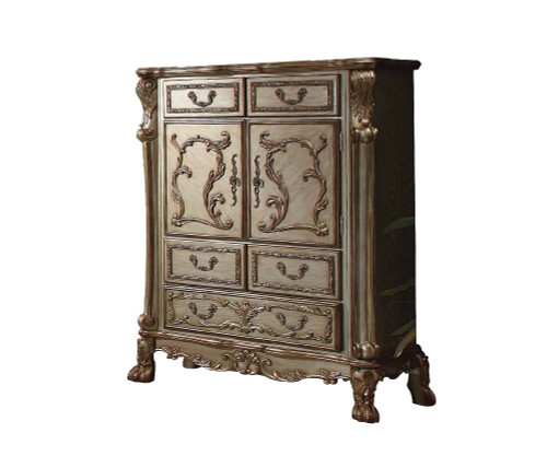 20" Brown Solid Wood Five Drawer
