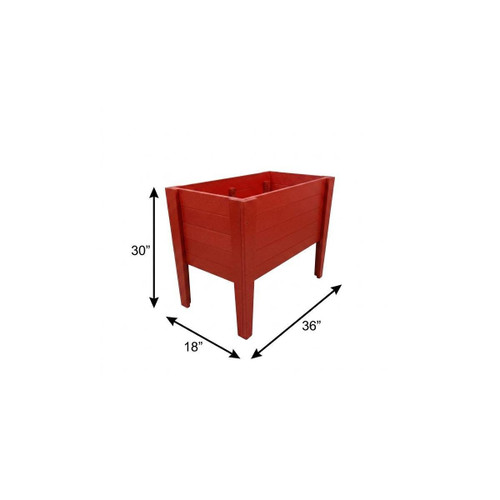 30" X 18" Red Heavy Duty Plastic Rectangular Raised Garden Bed