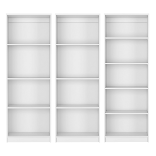 Set of Three White Wood Thirteen Tier Modular Bookcase