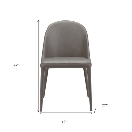 Set of Two Gray Faux Leather Dining Side Chairs