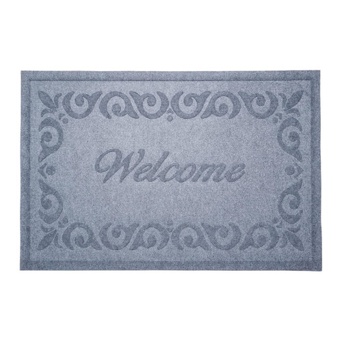 18" X 30" Gray Scrollwork Border Welcome Outdoor Polypropylene Door Mat