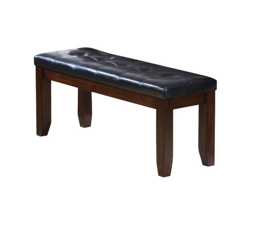 48" Black and Brown Upholstered PU Leather Bench