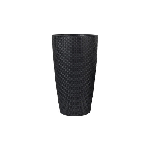 Set of Two Black Recycled Plastic Round Self Watering Planter Box