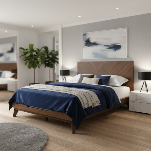 Walnut Wood King Bed Frame