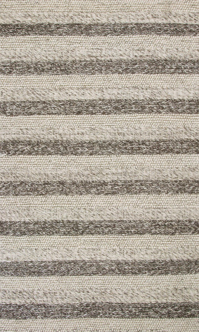 9' X 13' Brown Gray And Ivory Wool Striped Hand Woven Area Rug