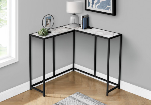 32" Black And White Wood And Metal End Table
