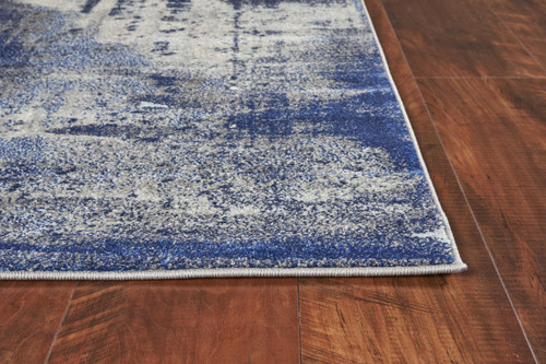 3' X 5' Blue Ivory And Gray Abstract Area Rug