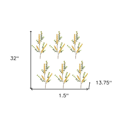 Set of Six 2" Yellow Artificial