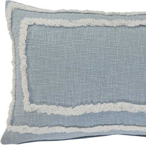24" X 16" Blue And White Lumbar Geometric Cotton Throw Pillow Cover