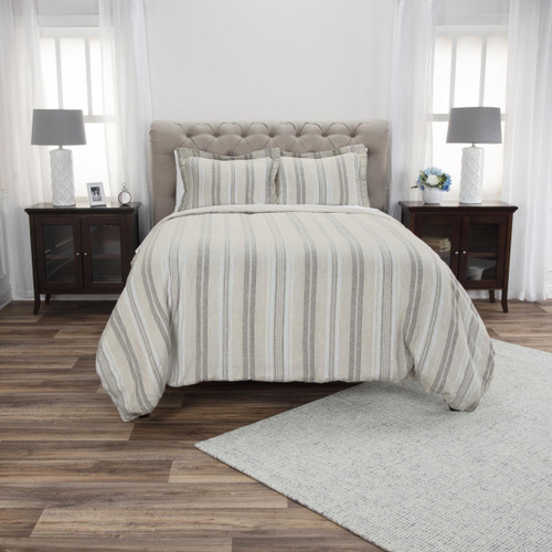 Natural Queen Linen Washable Polyester Duvet Cover
