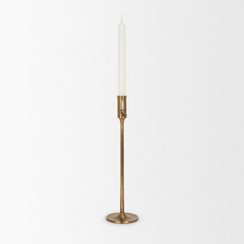 14" Antiqued Brass Metal Tabletop Taper Candlestick