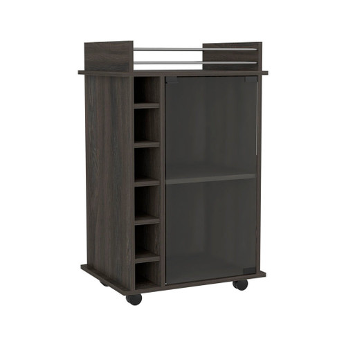 Set of Two Espresso and Black Wood Floor Shelf Furniture Set