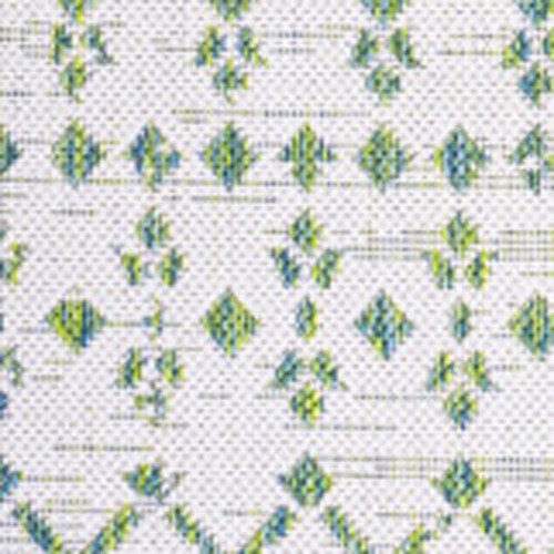 5' Green And Ivory Square Trellis Indoor Outdoor Area Rug