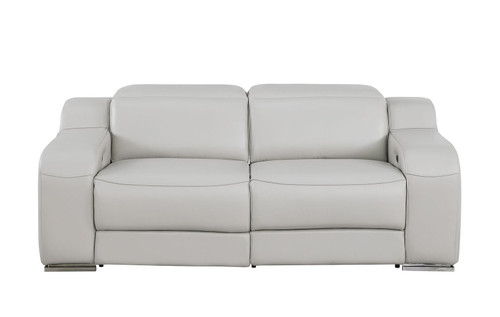 Two Piece Light Gray Leather Five Person Seating Set
